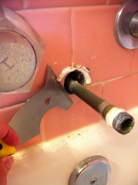 Removing caulk from faucet 
